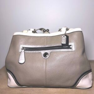 Coach ‘Laura’ gray and white spectator bag.